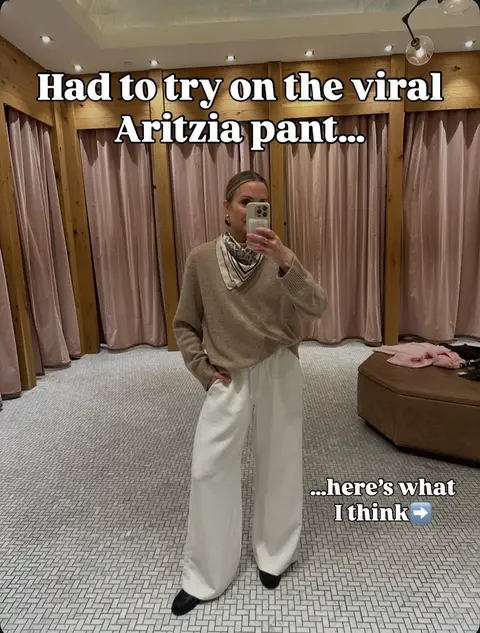 I finally pulled the trigger on the viral @aritzia pants! I’m picky and things have to check a lot of boxes for me before I’ll buy. I can honestly say these live up to the hype!👏🏼 I know there’s dupes out there, but personally I’d rather pay a little more for higher quality fabric & drape that looks polished and holds up after repeated washing. Not always, but in this case you get what you pay for!✨ So excited to wear these all spring & summer, plus look how chic they look with a cozy sweater for fall & winter! I’ll be back for more colors, I’m sure👌🏼 #over50 #aritzia #springfashion #styletips #outfitideas 
