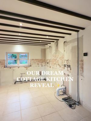 OUR DREAM COTTAGE KITCHEN REVEAL! Excuse my excitement level to be literally 1 billion 😂 when we moved into the cottage we had set aside some money we’d saved up to create our “dream” forever kitchen…. and I cannot BELIEVE it’s ours😭 My favourite parts are the mantle, the double cornice at the top of the units to make them look as bespoke as possible, the antique brass fixtures & the oak inside the drawers!! Pinch me!!!🥰✨ We’re going to add a rustic wooden shelf on the left of the sink above the tongue & grove with a brass rail which I’m excited about! And some Roman blinds to frame the window! We went with a local company that our friends recommend who handled everything including project managing all their own trades people who were absolutely amazing! We arnt used to this life as normally Adam does lots around work to save money - but due to time constraints with baby we needed back to back tradesmen and it had to be done in a month - which it was! Can’t recommend the company enough they’ve been amazing (btw we paid in full for absolutely everything this is not an ad)  Details:  ✨ the company we used was Kitchen Flair  ✨ we went for Porcelain coloured inframe cupboards  ✨ we ordered a Perrin and Rowe antique brass tap with the spray fixture which I love! ✨ Quartz is Fugan stone - Amber  ✨ bar stools are from my old kitchen from a small business ZaZa Homes ✨ antique brass sockets & switches I bought from Brass Bee What do you think???? Love, Kat xxxxxxxx #kitchenrenovation #cottage #reno #moderncountryinteriors #countryhome 