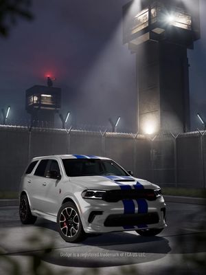 All units be advised: Excessive horsepower in the area, multiple suspects at large. The Dodge Durango SRT Hellcat Jailbreak.