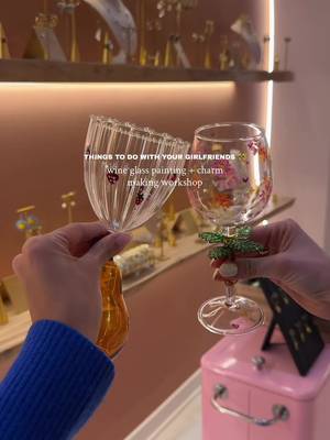 Idea for your next girls night: paint wine glasses 🍷 🌷  📍 @Bucket Listers 🌎 BYOB Paint & Sip + Wine Glass Charm Making class in Chicago 