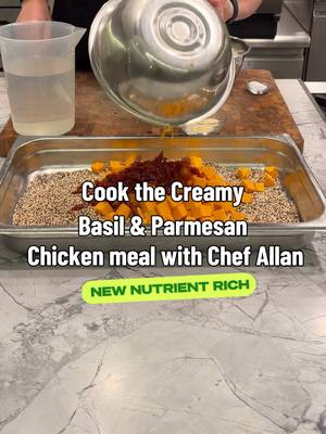New range, new levels. 🔥 Chef Allan is cooking up the Creamy Basil & Parmesan Chicken from our new Nutrient Rich range - loaded with protein, magnesium, fibre & iron to fuel your body the right way. 💪