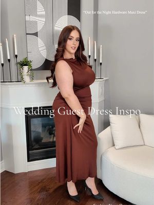 @FashionNovaCURVE · Plus size wedding guest dress inspo wearing the “Out for the Night Hardware Maxi Dress” from @Fashion Nova 🤎 I used to dread wedding invites because I never knew what to wear—I wanted to feel stylish without compromising just because I’m plus size. But this dress? Everything. It fits like a glove and gives elegant, chic, timeless energy all at once. What do you think? ✨ #weddingguestdress #PlusSizeStyle #plussizeoutfits #plussizeootd #maxidress
