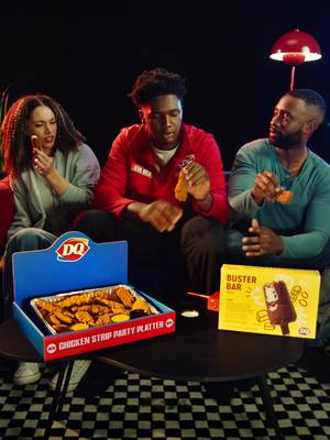 #ad DQ 🤝 DQ Don't get upset over an upset. Order a DQ Chicken Strip Party Platter in the DQ App and get a FREE box of BUSTER BAR Treats.