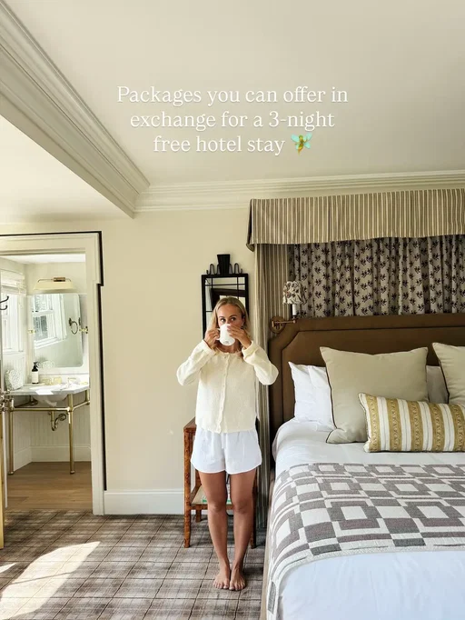 Keep in mind…there’s no one-size-fits-all package! What you offer will depend on the hotel’s nightly rate, how much you want to work with them, and the kind of relationship you want to build. 🫶🏼 But these are some examples of common packages you can offer!