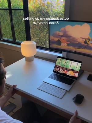 was lucky enough w/ @Vernal to build the desk setup that started it all for me, dual curved monitor tucked in the corner - going to use this as my new wfh workflow desk #desk #desktour #desksetup #workfromhome #vernal 