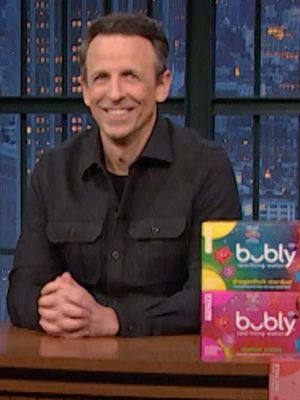 #bublyPartner Late Night writer John Lutz shows Seth how fast he can get @bubly water’s new flavors, inspired by “The Super Mario Galaxy Movie,” delivered to Studio 8G with Walmart Express Delivery.  Subject to availability at select stores. Fees & restrictions apply, while supplies last.