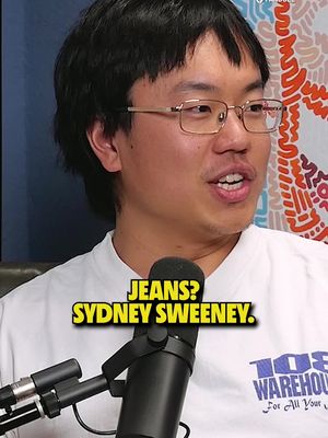 We learn with #aaronchen and #andrewsantino on #whiskeyginger #jeans #sydneysweeney 