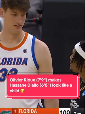 Olivier Rioux (7'9") makes Hassane Diallo (6'8") look like a child 🤣 #MarchMadness 
