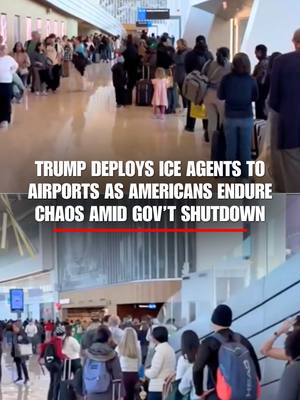 BREAKING: President Trump says ICE agents will be deployed to airports nationwide as growing security concerns, long lines, and delays mount, with TSA checkpoints short-staffed during the ongoing government shutdown.