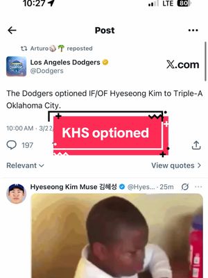 LOOOOL I laugh so I don’t cry #dodgers #dodgersnews #kimhyeseong  