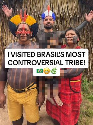 🇧🇷 Today I visited Brazil’s most controversial tribe, the Kayapó. They are an indigenous group from the Amazon with a population just under 10,000. The Kayapó are known for their elaborate body painting, Eating anything that crosses their bath, shaving their hair down the middle, and protesting against the goverment 😬 #travel #traveltok #brasil #tribe #dnzhtravels 