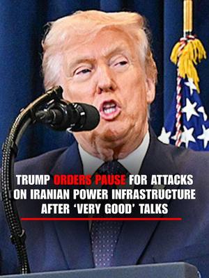 BREAKING: President Trump announces he's instructed the Department of War to "postpone any and all military strikes" against Iran's energy infrastructure for a five-day period, as negotiations continue toward a "complete and total resolution" to end hostilities in the Middle East. | @foxandfriends