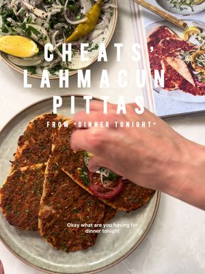 Ok, what are you having for dinner tonight, because I really think you should make my Cheats’ Lahmacun Pittas. I’ve been writing and sharing my recipes online for over 14 years, and the ones I share on here are often in my cookbooks and blog. Even traditionalists like me love a good old cheats’ hack, especially when it’s as good as this! Recipe link to my blog in bio, please make it. Don’t forget to tag me when you make my recipes, I love to see them 🫶🏼 SERVES 4-6 (MAKES 12 PITTA HALVES) Prep: 20 minutes Cook: 10 minutes 4 large, ripe tomatoes 2 large onions, peeled 1 large kapya biber (capia pepper), red romano or red bell pepper, deseeded, roughly chopped green çarliston (charleston) pepper or small green bell pepper, deseeded, roughly chopped 50g/1¾oz fresh flat leaf parsley, roughly chopped 400g (140z) lamb or beef mince 4 large garlic cloves, finely grated 1tsp ground cumin 1½ tsp paprika 1½ tsp pul biber (Aleppo pepper/ Turkish red pepper flakes) 3 tbsp tath biber salças/ (Turkish sweet (mild) red pepper paste) 2 tbsp olive oil 1 tsp fine sea salt 1 tsp coarse black pepper 6 large pitta breads, sliced open into two flat pieces 2 lemons, quartered Pickled peppers, to serve For the salad: 1 large brown onion, peeled and very finely sliced 258 (10z) fresh flat leaf parsley. leaves, roughly chopped 1 tbsp sumac 1 tosp extra virgin olive oil ½ tsp sea salt flakes #lahmacun #pitta #EasyRecipe #quickrecipe #salad