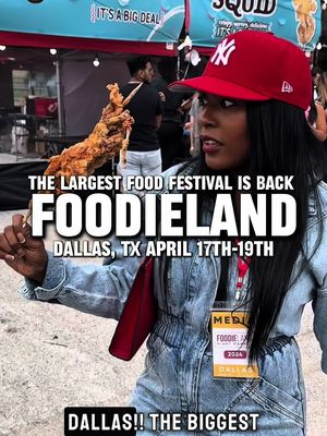 Dallas!!! FoodieLand is BACK! 🤯🔥 The largest food festival is making its stop in Dallas this April, bringing over 250 food and merch vendors, games, live performances, and flavor combinations you don’t want to miss. I go every year and it’s always a great time. This is a family friendly event and kids 5 and under get in free. 🗓️ Date April 17-19, 2026 ⏰ Hours Friday: 3PM-10PM Saturday-Sunday: 1PM-10PM 📍Fair Park  3809 Grand Ave, Dallas, TX 75210 🎟️ Tickets sold online ONLY  (link in bio on @FoodieLand Texas page) Add this to your list of things to do in Dallas. It’s perfect for the entire family. Would you try it? 👀 #FoodieLand #DallasFoodie #DallasContentCreator #DallasInfluencer