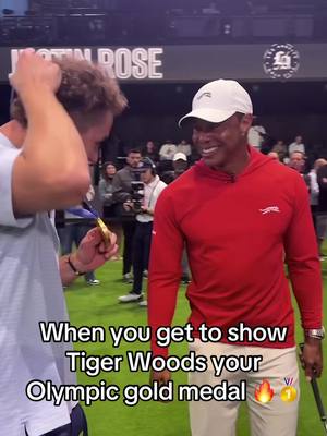 Matthew Tkachuk got to meet Tiger Woods and show him his USA Hockey Olympic gold medal while at the #TGL Finals 👏 #olympics #tigerwoods #golf #NHL @NHL on ESPN 