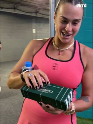 All that Glizzys is Gold 💛 We had to surprise @Aryna Sabalenka with the Golden Glizzy after her match win today, because who doesn’t need a Wagyu hotdog with some caviar on top?! #WTA #MiamiOpen #ArynaSabalenka #FoodTok 
