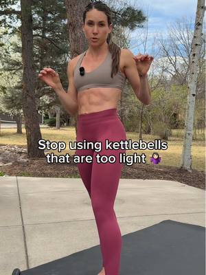 Two "tests" you can do to find the perfect bell to start with for double arm swings: 1) can you do shoulder raises with it? if Yes, It's too light. 2) can you get it up to your chest and press it up over head? If yes, it's too light. A good weight is usually something you can get to your chest with two hands but feels "heavy" or "hard" to press over head. Typically 25 Ib is the lightest weight I recommend for most people to use for kettlebell swings. But "heavy" is relative, so the rules above are a better way to gauge. We need load to help us correct our form. If you need follow along workouts and coaching, check out Body & Bell on @joinladder  #fitmom #kettlebellworkout #kettlebellcoach #athomeworkouts #kettlebellswing