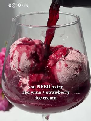 Which ice cream should we pair with red wine next? Drop your flavor ideas in the comments. 🍷 #redwine #icecream #strawberry #wine #pairings