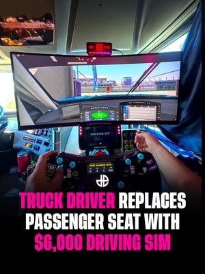 This truck driver needed a way to kill some time while stuck in traffic so they decided to replace their passenger seat with a $6,000 driving sim 😳 🎥: U/ZanaZamora #gaming #racingsim #simulator