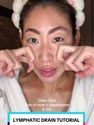 Takes one minute and helps depuff and decongest, save this for your morning routine, your face will thank you #lymphaticdrainagemassage #facialmassagesteps #depuffwithme #massage #beautytutorial 