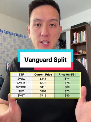 The largest Vanguard ETFs are doing a stock split on April 21. Reposting because the first one didn’t process correctly. #EduTok #TikTokLearningCampaign 