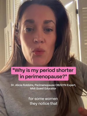 Have your periods gotten shorter during perimenopause? During perimenopause, hormones like estrogen and progesterone fluctuate—sometimes speeding up your cycle and shortening how long you bleed. Midi Guest Educator Dr. Alicia Robbins breaks it down + what it actually means for your body. What can help? tracking your cycle (timing, flow, symptoms), prioritizing sleep, managing stress, and easing up on intense workouts if your body’s feeling off. Small shifts can help your cycle stabilize. If changes keep happening or feel extreme, it’s worth checking in with a clinician. #perimenopause #period #cycletracking 