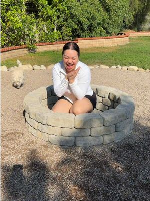 Wow we did it 🥹🪵🪴☀️ #firepit #backyardprojects #homeproject #outdoorliving #diybackyard 