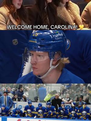 Rasmus Dahlin’s fiancée, Carolina, is back in Buffalo for the first time after receiving a heart transplant last year. So happy to have you home, Car! 💙 #buffalosabres #rasmusdahlin #NHL 