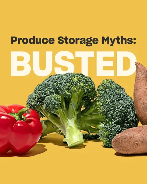 Which means produce is about to pop off. Now’s the perfect time to refresh your fruit and veggie storage knowledge so you can eat more and waste less. Swipe to bust some myths! 🥬🫛 #misfitsmarket #KitchenHacks 
