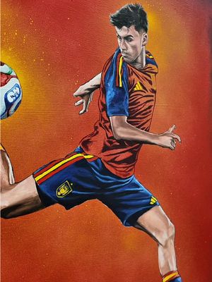 Cinco años desde mi debut con la @Selección española y tantos momentos. Gracias @Alieu Sawaneh por convertir uno de ellos en una obra de arte. 