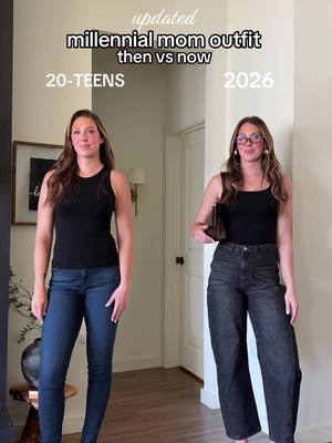 If you’re a millennial mom ready to feel confident in your outfits again… you’re in the right place 💘 Forget skinny jeans, these barrel-style ones are a game-changer. High-neck tanks? This scoop-neck is way more flattering. Ankle booties? You NEED these pointed-toe kitten heels. Trust me, you’ll want them all! You can find everything in the ⛓️‍💥 in my bio!  #momoutfit #momstyle #millennialmom 