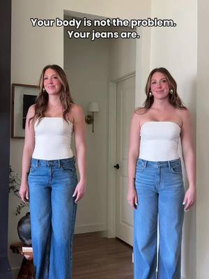 Rectangle body types - it was never your body… it was the jeans. high rise wide leg will change your life, promise Shop my exact pair + a few favorites in my bio! I’m breaking down why in the comments💘 #fashiontips #BodyTypeStyle #RectangleBodyType #HowToDressYourBody 