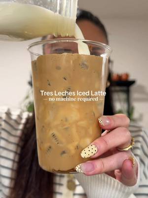 Tres Leches Iced Latte - no machine edition ☕️🤍 For this latte you’ll need: • 2 tsp instant espresso  • 1 tbsp sweetened condensed milk • 1 tsp vanilla bean paste  • dash of cinnamon • pinch of salt  • 2 oz evaporated milk • 6 oz milk of choice #tresleches #instantcoffee #coffeeathome #homecafe #coffeerecipe 