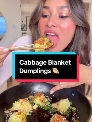 CABBAGE BLANKET DUMPLINGS!! 🥟 🔥  (High protein, low carb) Have you tried cabbage as dumpling wrappers? I tried the blanket dumplings everyone’s been making 😋 but made this low carb!!  Savory and juicy 10/10 Napa or savoy cabbage  1 pound ground turkey or ground beef  2 sprigs green onion, chopped  1 medium carrot, diced 1 cup mushrooms, diced  1/2 cup diced onion  2 tbsp coconut aminos 1 tsp sesame oil  1  tbsp sweetener  1 tsp garlic powder  1 tsp onion powder  ½ tsp ginger powder  Salt and pepper to taste  2 eggs  Toppings: Green onion  Soy sauce or tamari  Chili oil  Furikake  Sesame seeds Perfect when you want dumpling flavors but keeping it low carb 🥬  Give these a try and let me know what you think 🥰