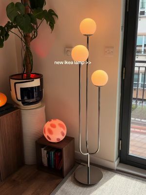 Ikea - simrishamn lamp  have been wanting to buy this lamp for a couple months now so finally bought it last week as part of our makeover of the spare room  and, yes, I’m wearing shoes inside.. #homedecor #apartmentinspo #flatinspo #ikea #ikealamp 