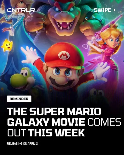 We are just days away from the release of the Super Mario Galaxy movie‼️🍿 The film will release in theaters on Wednesday, April 1. Are y’all going to go see it⁉️ #mario