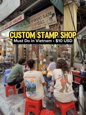 must do in vietnam for a custom souvenir!! made the CUTEST stamps of my family’s pets and loved ones ❤️ they’re ready same day OR next day, depending on how many you get. You pay about $10 (250,000 VND) per person/pet!  PRO TIP: you can make a couples stamp for wedding invites! It’d be $20 for two faces. Wish I knew about this when I was engaged!  Highly recommend showing the owner multiple photos and having him tell you which is best, since he’s the one carving it for you!  I went to Phuc Loi Stamp in the Old Quarter in Hanoi. I’m sure other cities like HCMC have this, too!! Make sure to give the other local businesses some love tho!!! There’s a few stamp shops here all in a row ❤️ #vietnam #vietnamtravel #hanoi #customstamp #traveltips 