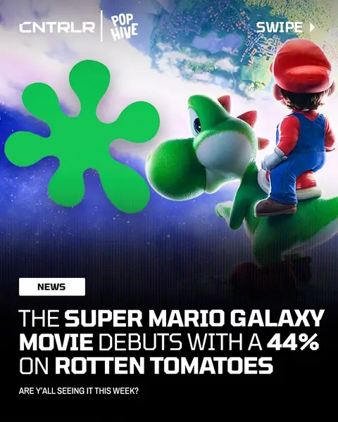 The Super Mario Galaxy Movie currently has a 44% on Rotten Tomatoes from 59 critic reviews‼️🍿 The film releases tomorrow, April 1. Are y’all seeing it⁉️ #mario