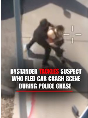 NOT SO FAST: Bystanders spring into action, tackling a man who fled a car crash during a Las Vegas police chase.