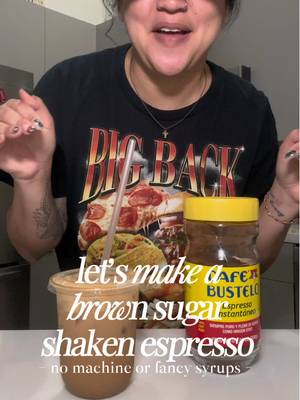 A brown sugar shaken espresso at home for maybe $2/3? And it’s delicous every single time! 🤎 • Grab a bag of my coffee beans La Tazita or Fancy pero Chill (or a sample pack) at thecafecitocorner.com • You can find ingredients and recipes for all videos on Patreon and you can shop all my favorites from syrups and sauces to coffee cups and coffee bar trinkets (links in bio) • disclaimer to all: we all have different taste buds and what I like you may not(and that’s okay). Play around with the recipes and make it to your liking 🤎 #instantcoffee #cafebustelo #brownsugarshakenespresso #shakenespresso #starbucks 
