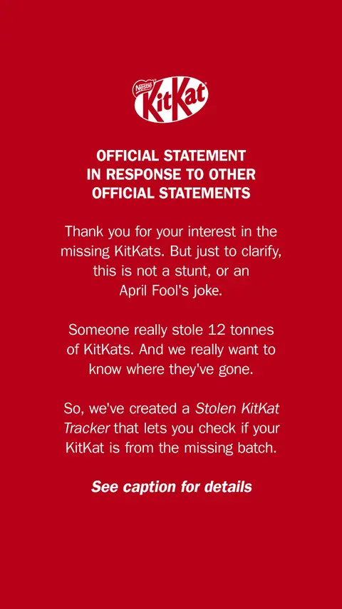 Help us find them, use the Stolen KitKat Tracker - in our pinned post.