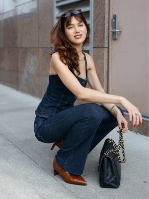 My look for a special night with @Bared Footwear! #RebeccaVallance denim. @Miu Miu sunglasses 