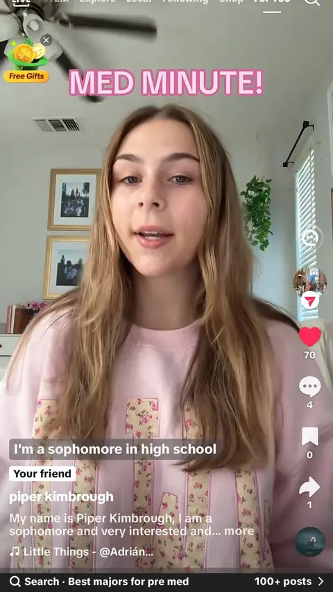 If you’d like to follow along with pipers new TikTok account where she explains how your body works in one minute segments, please go like and follow her!  #futuretraumasurgeon #highschool #womendoctor 