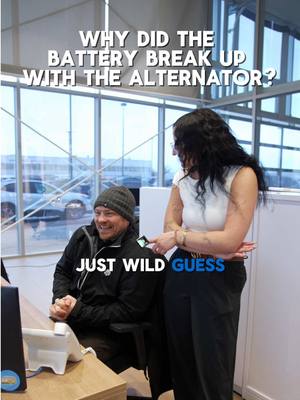 Why did the battery break up with the alternator? Any guesses? 👀🤭 #carpun #dealership #coworkers 