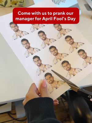 Printed our manager’s face at Staples for April Fools. 😂 #StaplesCanada #WorkLearnGrow #AprilFoolsDay #OfficeHumour