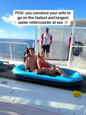 Would you ride this!? 🤯 We just got home from visiting the NEWEST Cruise Ship in the world on the Norwegian Luna and this was one of our favorite parts 😍 This is the Aqua Slide Coaster 🎢 It starts off as a Roller Coaster and then transitions to a waterslide 💦 We rode it over and over again because it was so much fun and they even have a full body dryer you can warm up in afterwards ♨️ It’s pretty insane to think that we were in the middle of the ocean while riding this!! Can’t wait to share more about the new Norwegian Luna! 👀  Share this with the person you want to ride this with! 👇🏼 📷: @insta360 official X5 