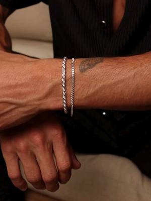 The Silver 3.5mm Rope 2.5mm Miami Cuban Bracelet stack features two of our best selling chain bracelets combined for the perfect look. Each piece is handmade by expert craftsmen in Tuscany, Italy. They’re waterproof & sweatproof and feature a fully custom logo tag and clasp design that you won’t find anywhere else.