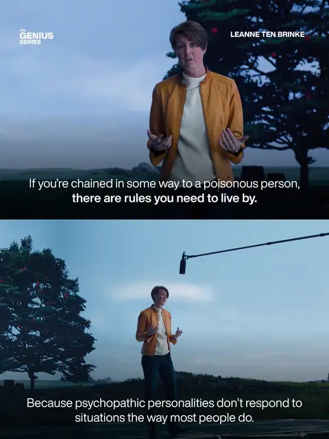 If you have a poisonous person in your life, the way you handle them matters more than you think. Psychologist Leanne ten Brinke spent 20 years studying dark personalities. These are her science-backed rules for protecting yourself. Swipe to see them. Watch the full Genius Talk on YouTube. Link in bio. A Genius Talk ft. @leannetenbrinke 
