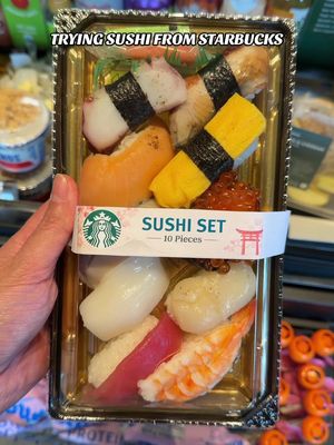 Trying sushi from Starbucks #sushi #starbucks 