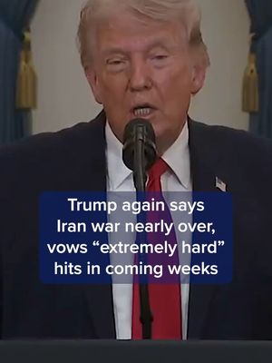 President #DonaldTrump delivered an update on the U.S. and #Israel’s war on #Iran in a televised address from the White House, telling the country he expects the war to last another two to three weeks and deeming it close to an end. #Trump touted the successes of the U.S. campaign, dubbed Operation Epic Fury, and again said the war won’t last long. Tap the link on screen for full details on Trump's address.